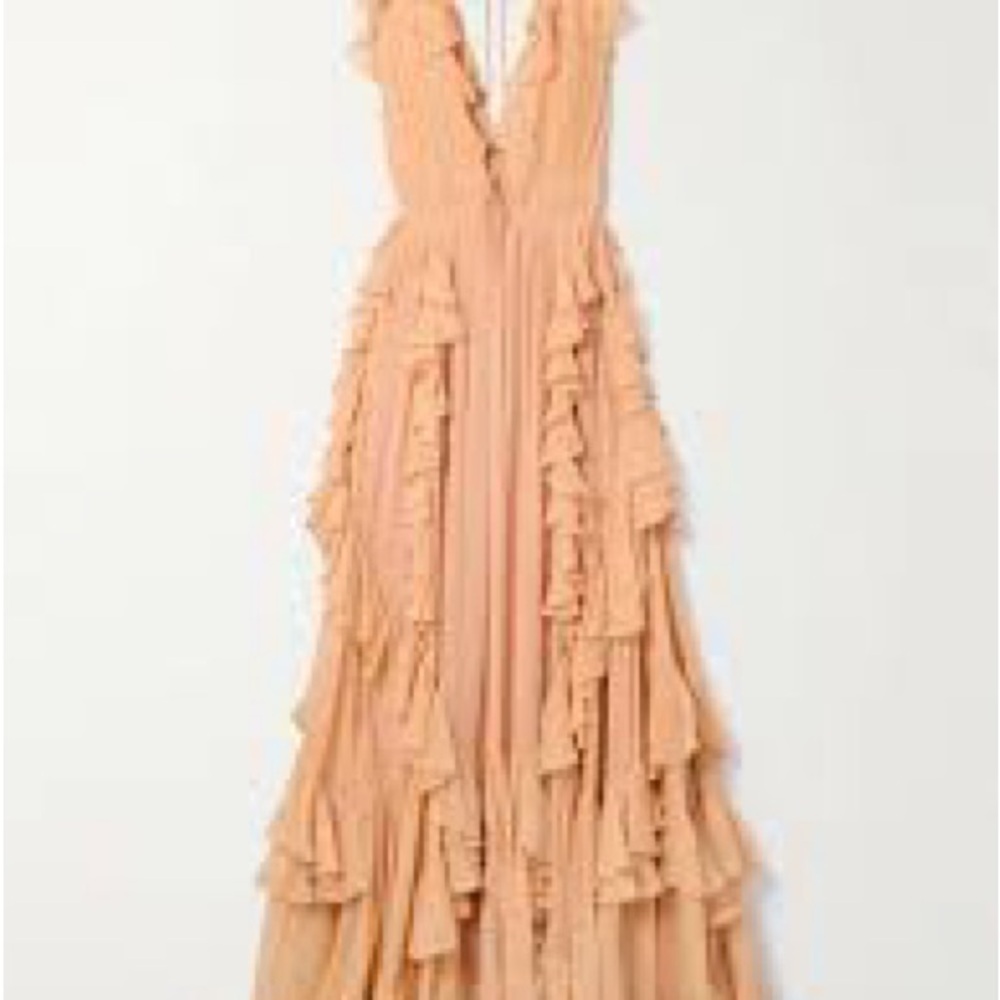 NWT Johnson Peach Ruffle Maxi Dress - Picture 2 of 6